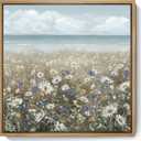 amatop Framed Wall Art Bathroom Dcor Boho Beach Coastal Vintage Floral Wall Picture Flower Daisy Flowers by Sea Canvas Print Nautical Small Artwork For Home Farmhouse Living Room Bedroom Office (13.5L" x 13.5W")
