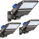 Juyace 3 Pack 150W LED Parking Lot Light Dusk to Dawn, 21000LM Super Bright Shoe Box Street Lights, IP65 Waterproof Commercial Area Flood Lighting for Yard Barn Wall Mount, 110-277V, 5000K Daylight