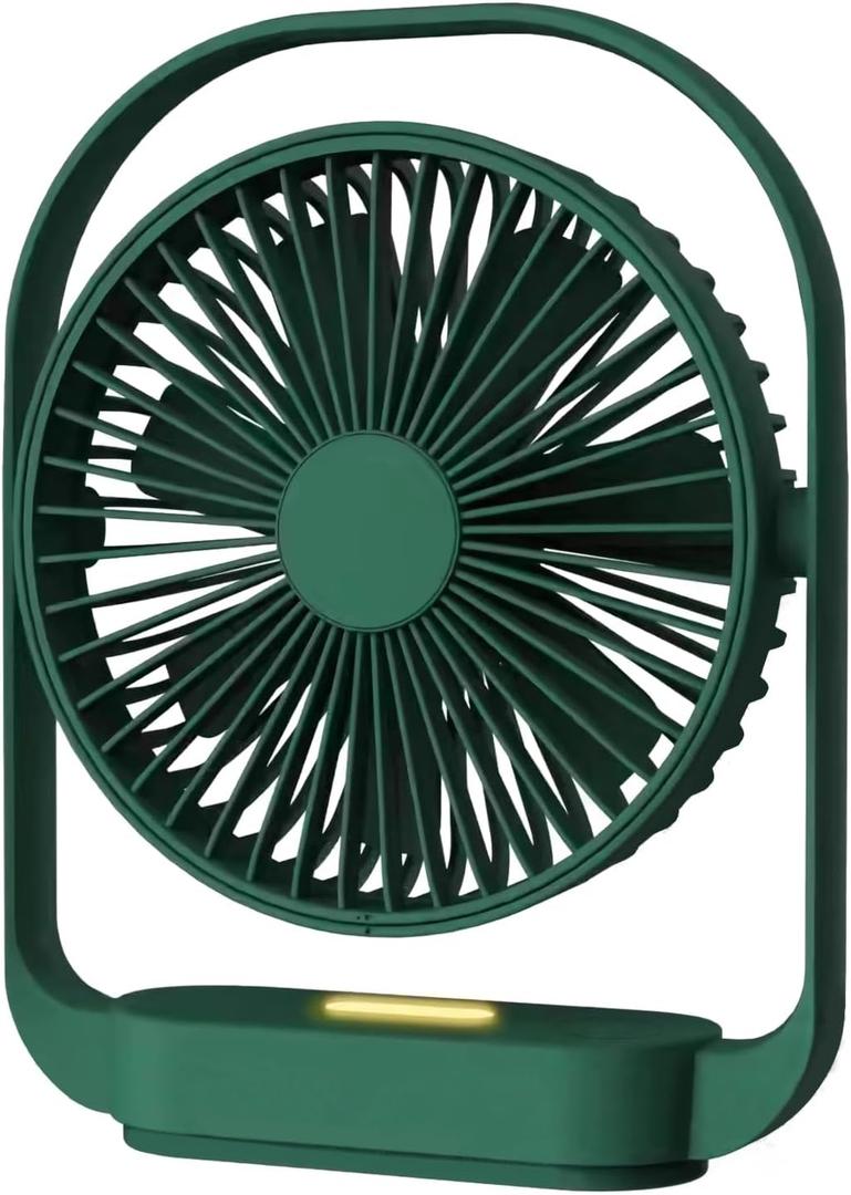 AceMining Silent & Cooling Desk Fan with 4 Speeds, USB with Night Light, 330 Rotation, Small Table Fan for Bedroom & Office (Green)