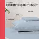 100% Egyptian Cotton Twin XL Bed Sheets Set - Luxury 600 Series Refined Collection Sheet for Twin XL Size Bed (3 PC, Light Blue), Soft, Cooling Deep Pocket Hotel Bedding for Dorm Room