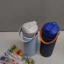 GoKEDA 18oz Kids Water Bottle, 2 Pack Insulated Bottles with Stickers, 18/8 Stainless Steel Vacuum Leak Proof Straw Cup for School, Gifts for Boys(Light Blue, Dark Blue)