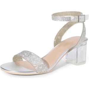 DREAM PAIRS Women's Open Toe Ankle Strap Low Block Chunky Heels Sandals Party Dress Pumps Shoes (11)
