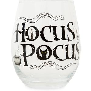 Disney Hocus Pocus Teardrop Stemless Wine Glass | Tumbler Cup For Mimosas, Cocktails | Home Barware For Liquor, Kitchen Decor | Sanderson Sisters Halloween Gifts And Collectibles | Holds 20 Ounces