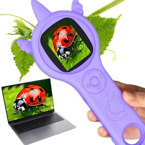 Kids Microscope - Mini Pocket Handheld Microscope for Toddlers-Educational Science Kit Toys for Christmas Birthday Gifts Toys for 3 4 5 6 7 8 9 10 Year Old Girls & Boys (Purple)