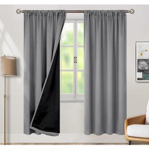 BGment 100% Blackout Curtains for Bedroom 84 Inch Length 2 Panels, Thermal Insulated Room Darkening Curtains Rod Pocket Soundproof Bedroom Living Room Window Curtains, Dove Grey, Each 52 Inch Wide