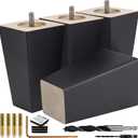 Premium Black Square Furniture Legs (Full Install Kit) - Pick Your Size and Color (5 Inches)