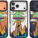 for iPhone 17 Pro case Cute - Durable Shockproof 6.6 ft Drop Impact Phone Case - Funny UFO Design (6.3") Black