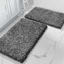 Yimobra Bathroom Rug Set 2 Piece, Soft Absorbent Microfiber Bath Mat Set, Non Slip Machine Washable Dry, Plush Shaggy Shower Rugs for Bathroom Floor, 32"x20"+24"x17", Black and White
24x18 Inch