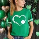 St. Patricks Day Shirt for Women: St Paddy's Clover Shamrock Tee Irish Lucky Short Sleeve T-Shirts Tops