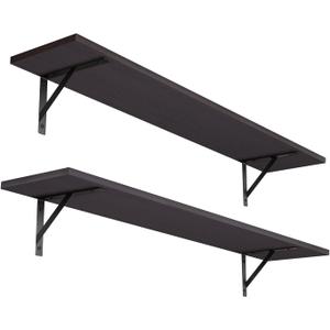 DINZI LVJ Long Wall Shelves, 39.4Inch Wall Mounted Shelves Set of 2, Extra Large Wall Storage Ledges with Sturdy Metal Brackets for Living Room, Bathroom, Bedroom, Kitchen, Espresso