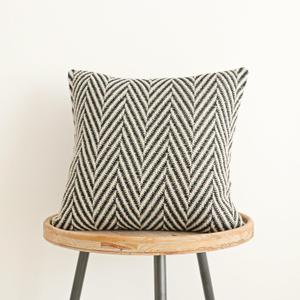 Jonhier Black White Chevron Square Throw Pillow Cover, Boho Farmhouse Geometric Pattern Cushion Cover, Mid Century Accent Decorative Pillowcase for Sofa Couch Bedroom Living Room, 20 x 20 inch