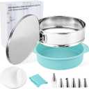 9 Inch Cheesecake Pan, Leakproof 304 Stainless Steel Springform Pan with Silicone Protector for Water Bath Baking, Removable Bottom, 50 Pcs Parchment Paper, Dishwasher Safe