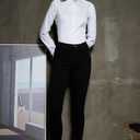 Womens Button Up Shirts Slim-Fit Long Sleeve Stretch Cotton Basic Work Shirt (White, XS)