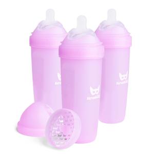 Herobility Double Anti-Colic Baby Bottles  12 fl oz/340ml  3-Pack  Purple