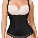 YERKOAD Women Shapewear Bodysuit Latex Waist Trainer Full Body Shaper Tummy Control Fajas Colombianas Zipper Open Bust Corset (Small, Black)