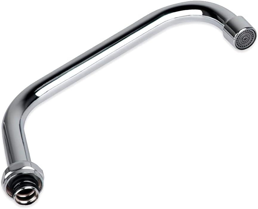 KWODE 6" Add-on Swivel Spout Replacement Part for Commercial Kitchen Sink Faucet with M25*1.25mm Ends, Short Swing Nozzle Chrome Polished