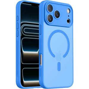 Designed for iPhone 17 Pro Case, Compatible with MagSafe, [Camera Protection] [15FT Military Drop Protection] Shockproof Translucent Matte Anti-Slip Phone Case, 6.3", Blue