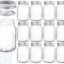 KAMOTA Mason Jars 18 oz With Regular Lids and Bands, Ideal for Jam, Honey, Wedding Favors, Shower Favors, Baby Foods, DIY Spice Jars, 12 PACK, 20 Whiteboard Labels Included