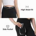 Leggings with Pockets for Girls Solid Black Stretch High Waist Tummy Control Workout Dance Bootcut Yoga Pants (Black)