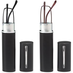 DoubleTake 2 Pairs of Classic Readers in Slim Pen Clip Portable Hard Case Reading Glasses +2.00