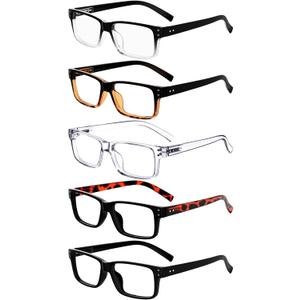 Eyekepper Vintage Reading Glasses for Men - 5 Pack Classic Readers with Spring Hinges +1.00 Eyekepper Vintage Reading Glasses for Men - 5 Pack Classic Readers with Spring Hinges +1.00