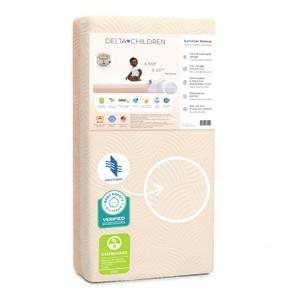Delta Children Summer Breeze Mattress - Breathable Baby Crib & Toddler Mattress with Cloud Core - Machine Washable Cover - GREENGUARD Gold Waterproof - Sustainably Sourced Core, Apricot/White