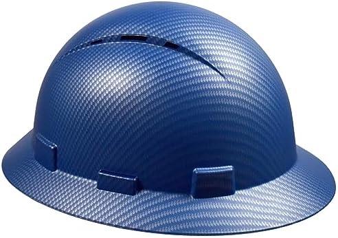 Full Brim Hard Hat - OSHA Safety Helmet Durable Lightweight Carbon Fiber Hard Hat, 6-Point Ratchet Suspension Protective Gear for Men and Women