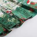 Dressever Women's Vintage A-line Printed Pleated Flared Midi Skirts (Green)