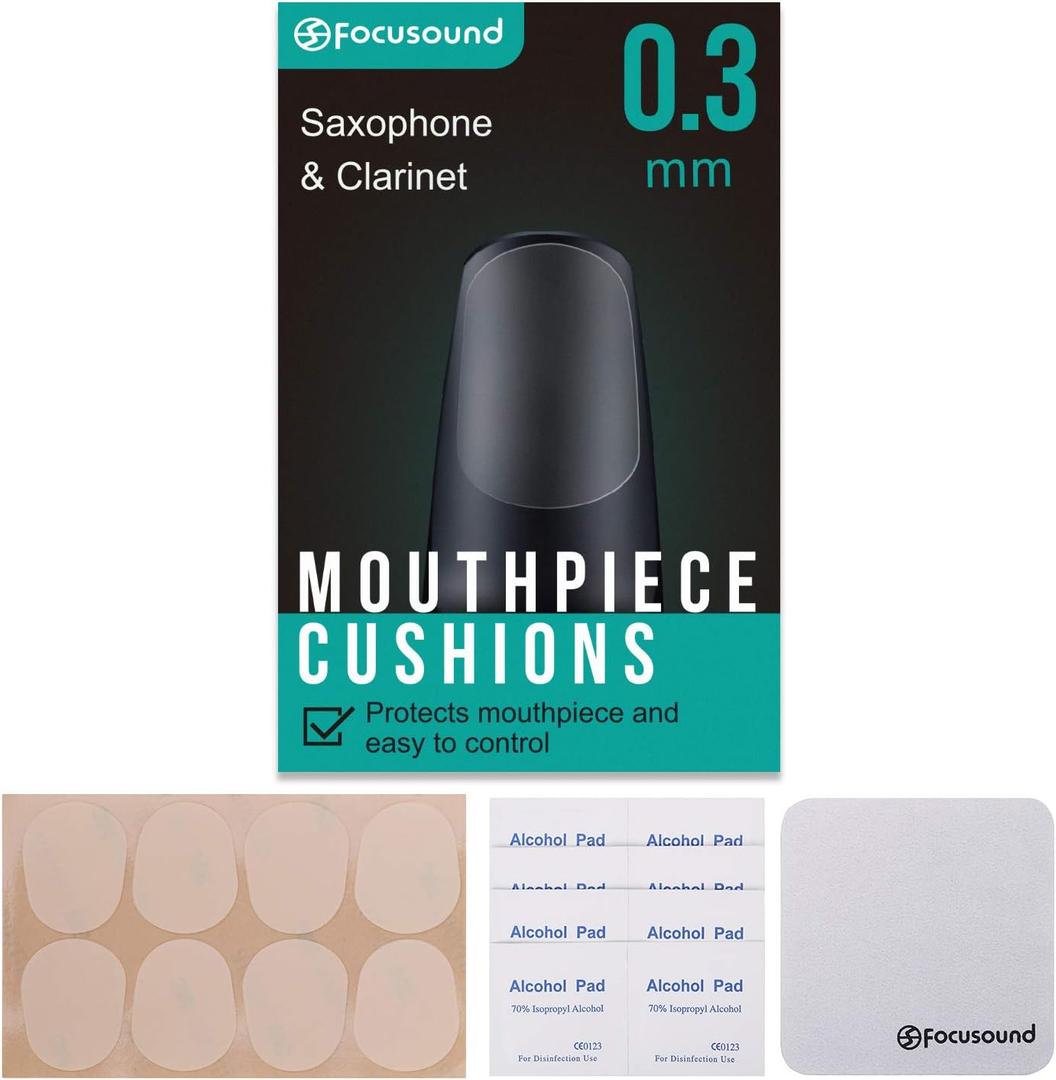 Focusound Saxophone & Clarinet Mouthpiece Cushions, Thin, 0.3mm Clear, 8-Pack