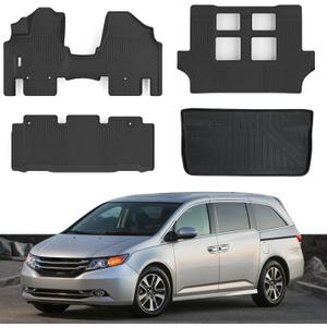 Floor Mats & Trunk Mat Fit for 2011-2017 Honda Odyssey 7-Seat,All Weather Protection TPE, Anti-Slip Floor Mats & Cargo Liner for 2011-2017 Honda Odyssey Accessories