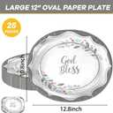 God Bless Baptism Plates,Oval Paper Plates First Communion Plate Baptism Party Decorations for Christening Birthday Supplies