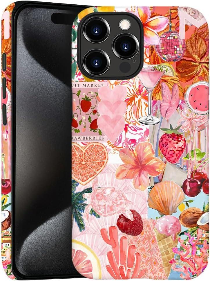 case for iPhone 13 Pro Max,Anti-Scratch Frosted Case Cover,Fruit Pink Collage Aesthetic