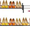 Tajsoon Expandable Shoe Rack for Closet 1 Tier, 28-41Adjustable & Stackable Shoe Shelf Storage, Metal Shoe Rack Organizer for Front Door Entrance, Closet, Garage, Entryway, Black