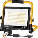 14400LM LED Work Light, 120W Flood Light with 16FT Cord & Switch, Portable Worklight with Stand, 5000K IP66 Waterproof Construction Lighting for Job Site Repairing Workshop Garage