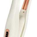 PLUZZ 2-in-1 Wireless Hair Straightening & Curling Iron, Ultra-Light 2 Way Cordless Styler with 200M Negative Ions, Ceramic Arched Plates for Smooth Straight/Curl/Waves, 5 Heat Settings (Beige)