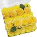 TINGE TIME Yellow Artificial Flowers Combo Box Set, Gradient Color Fake Flower Leaf with Stems for DIY Wedding Bouquets Table Centerpieces Baby Shower Home Party Floral Arrangements Decorations