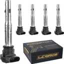 LCWRGS Ignition Coil for L5 2.5 2005 2006 2007 2008 2009 2010 2011 2012 Volkswagen VW Jetta Rabbit Beetle Passat Golf Tiguan GTI Eos CC Coil Pack Replaces UF575 07K905715A, Set of 5