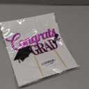 Congrats Grad Cake Topper, Class of 2025 Themed Graduation Party Decorations for University College High School Celebration Party Supplies (Purple)