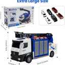 3-in-1 Large Fire Truck Toy with Garage & 6 Cars, Water Pump, Extendable Ladder, Lights & Siren Sounds, Fire Rescue Truck Vehicle Toy for Boys Girls 3+, Christmas Birthday Gift