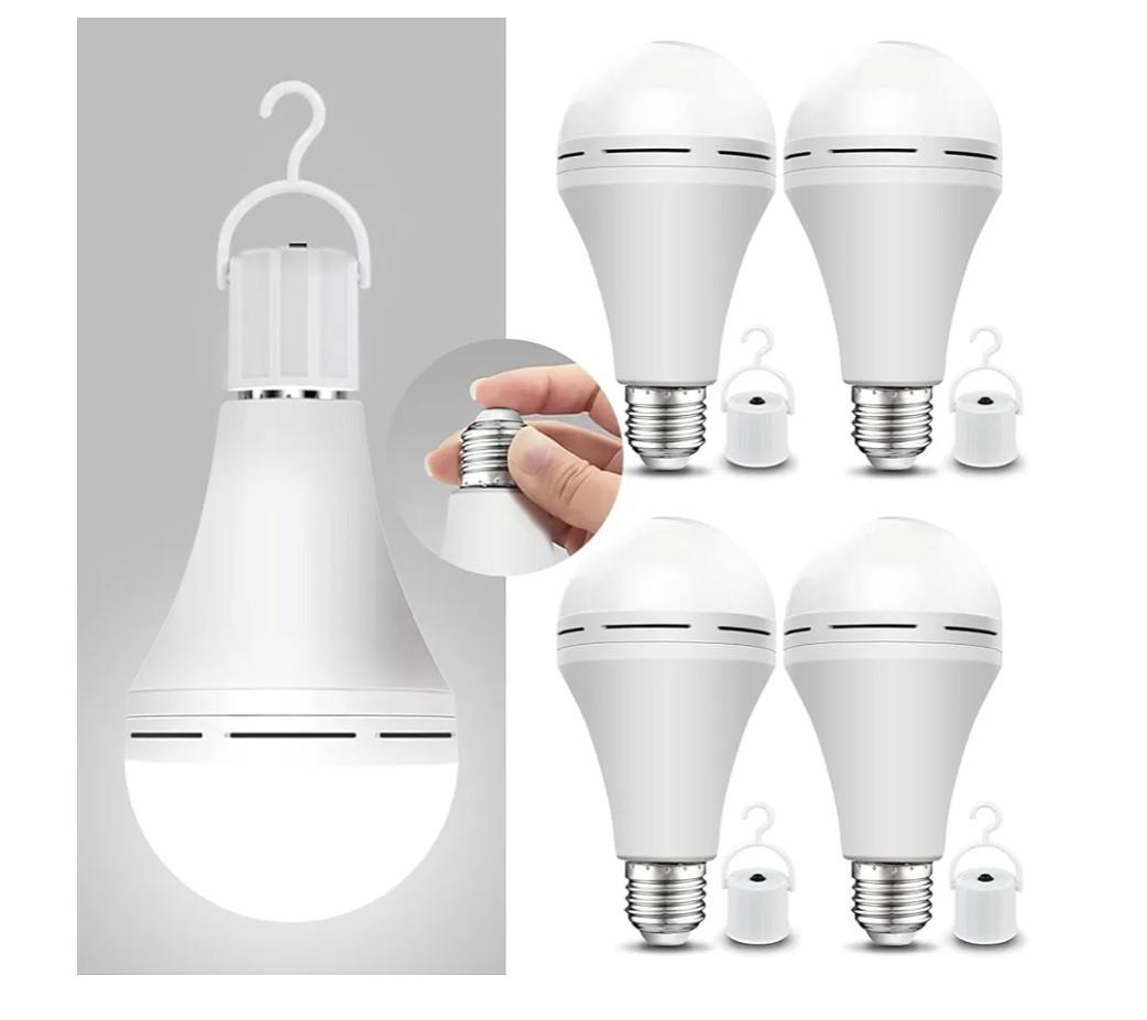 Emergency-Rechargeable-Light-Bulb, Stay Lights Up When Power Failure, 1500mAh 15W 80W Equivalent LED Light Bulbs for Home, Camping, Tent (E27, with Hook) 2 Pack