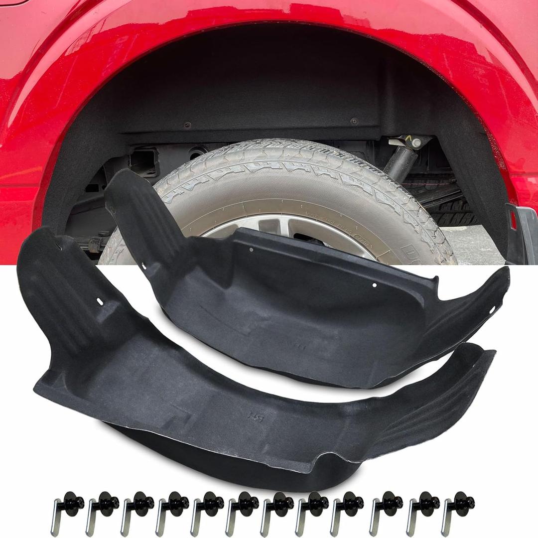 Wheel Well Liner for Ford F150 2021-2025 - Rear Wheel Arch Liners No Drilling Well Guards Tire Inner Fenders for Ford F-150 Exterior Accessories 2025 2024 2023 2022 2021, 2PCS (Not Fit Raptor)