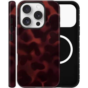 Magnetic Case for iPhone 16 Pro Max, Compatible with MagSafe, Aesthetic Tortoise Shell Cute Design for Women, Hybrid 2-Layer Hard Shell Phone Cover