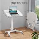 Foldable Mobile Standing Desk, 27"21" Portable Rolling Laptop Cart with 90 Tiltable Board, Height Adjustable Workstation with Wheels, Folding Table for Home Office, White, 26.8"