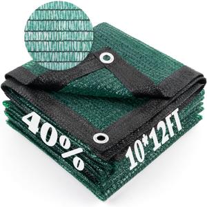 Cool Area 40% Sun Shade Cloth Mesh Tarp with Grommets for Plant Cover 10x12ft Patio Canopy Garden Pergola Greenhouse Car Barn Kennel Dark Green