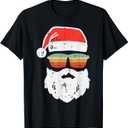 Santa Face Retro Sunglasses Christmas Xmas Men Women Kids T-Shirt (S, Black)