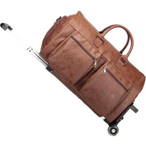 Rolling Garment Bags for Travel,Convertible Duffle Garment Bag Roller Bag Carry on Garment Bag with Wheels Luggage Rolling Weekender Roller Duffle Bags for Travel-Brown (A3-Brown-2P)