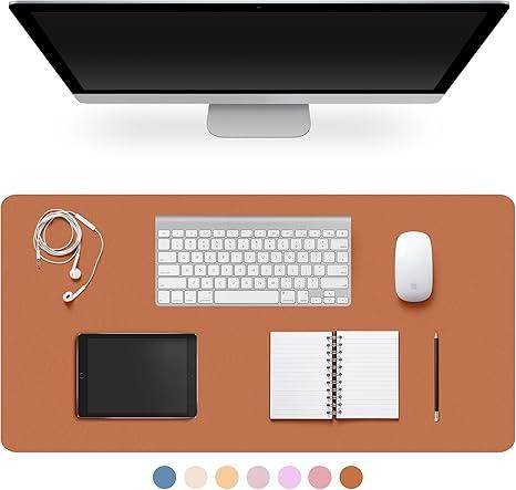 Leather Desk Pad Protector,Non-Slip Desk Pad,on-Slip PU Leather Large Mouse Pad,Easy Clean Desk Protecor Mat,Writing Pad for Office Work/Home/Decor(Brown, 55" x 17")