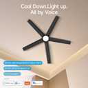 ocioc Smart Ceiling Fans with Lights,52 inch,Reversible Quiet DC Motor,Dimmable,Black Ceiling Fan Compatible with Alexa Google home Indoor/Outdoor