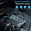 LIHAN 7-1 Cigarette Lighter Splitter,12V/24V Car Charger Adapter with 3 Socket Expander,PD30W Type-C,QC3.0 & Dual USB Ports,Independent Switches,Voltage Display,3.3FT Extension Cord fit Truck RV SUV