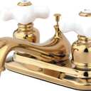 Kingston Brass KB602PX Restoration 4-Inch Centerset Lavatory Faucet with Porcelain Cross Handle, Polished Brass